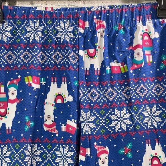 Christmas No Boundaries Llama  Pink Blue Leggings Small - Picture 3 of 8